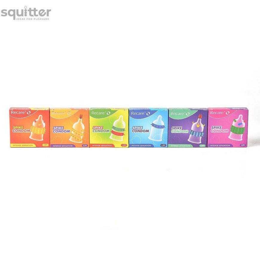 Насадка на член Recare Spike Condom Purple (презерватив з вусиками та рядами шипів) SX3348 - онлайн-сексшоп Сквітер