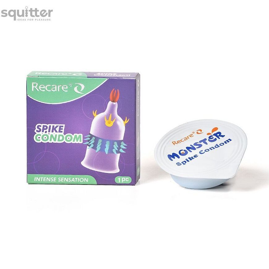 Насадка на член Recare Spike Condom Purple (презерватив з вусиками та рядами шипів) SX3348 - онлайн-сексшоп Сквітер