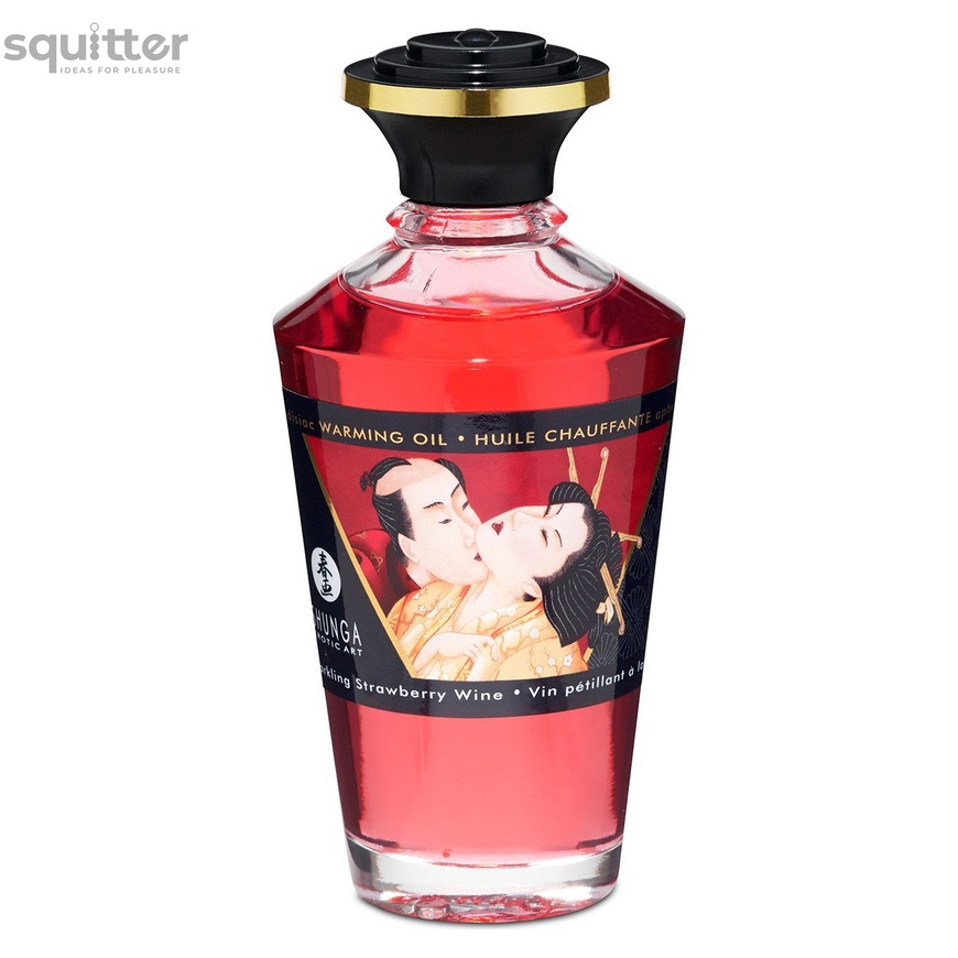 Розігрівальна олія Shunga Aphrodisiac Warming Oil – Sparkling Strawberry Wine (100 мл) без цукру SO2497 фото