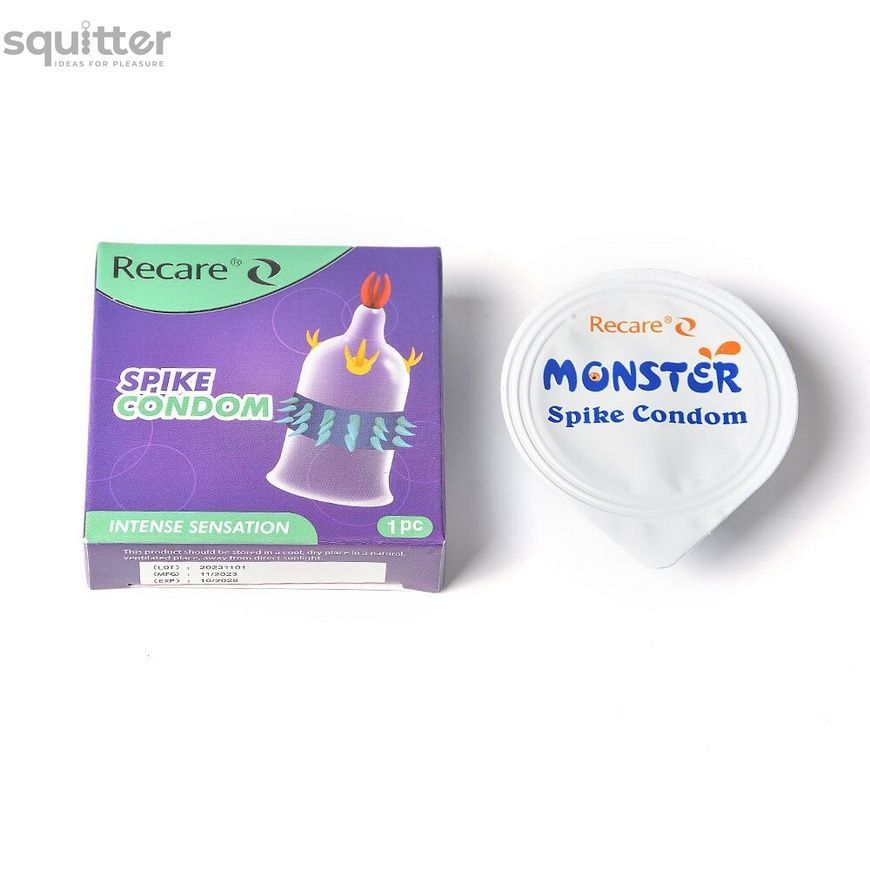 Насадка на член Recare Spike Condom Purple (презерватив з вусиками та рядами шипів) SX3348 - онлайн-сексшоп Сквітер