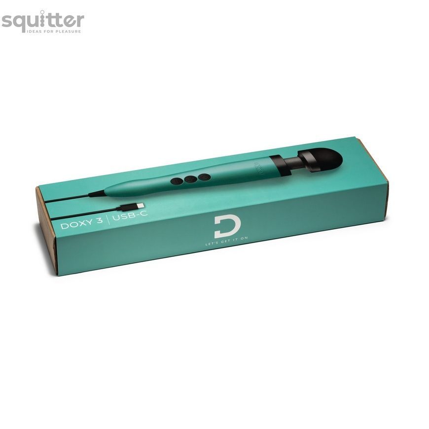 Вібромасажер DOXY3 USB-C Massager TURQUOISE, кабель USB-C, регульована інтенсивність, компактний SX2452 - онлайн-сексшоп Сквітер