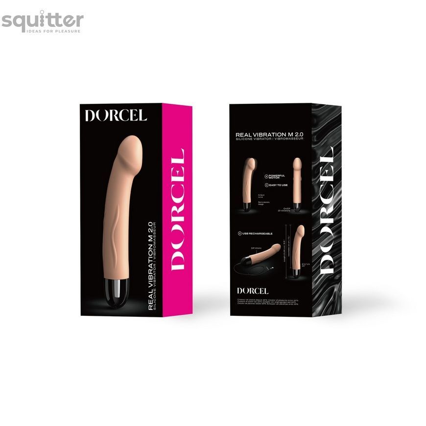 Вібратор Dorcel Real Vibration M Flesh 2.0, діаметр 3,7см, перезаряджається, для точки G SO3819 - онлайн-сексшоп Сквітер