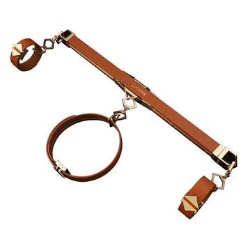 Фіксатор-розпірка LOCKINK Adjustable Spreader Bar Set, коричневий, шкіряний, ремені для шиї, рук/ніг SX0852 - онлайн-сексшоп Сквітер