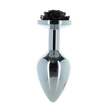 Металева анальна пробка Lux Active з трояндою - Rose Anal Plug - Black, віброкуля в подарунок SO5572 - онлайн-сексшоп Сквітер