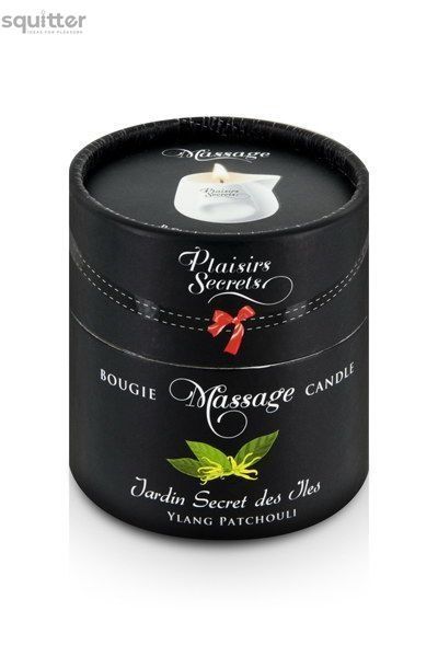 Массажная свеча Plaisirs Secrets Ylang Patchoul (80 мл) подарочная упаковка, керамический сосуд SO1857 - онлайн-сексшоп Сквитер