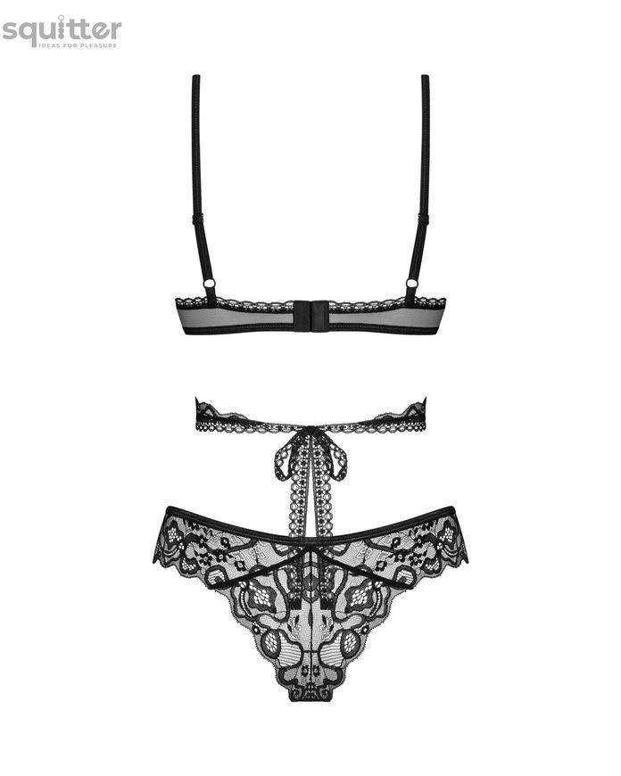 Комплект Obsessive Blomentis 2-pcs set, M/L, мереживний, ліф із зав&rsquo;язками на спині, трусики-сліпи SX1031 - онлайн-сексшоп Сквітер