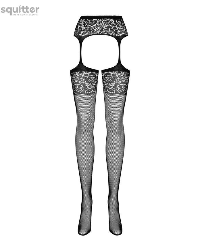 Сітчасті панчохи-стокінги з імітацією гартерів Obsessive Garter stockings S500S/M/L, чорні SO7273 - онлайн-сексшоп Сквітер