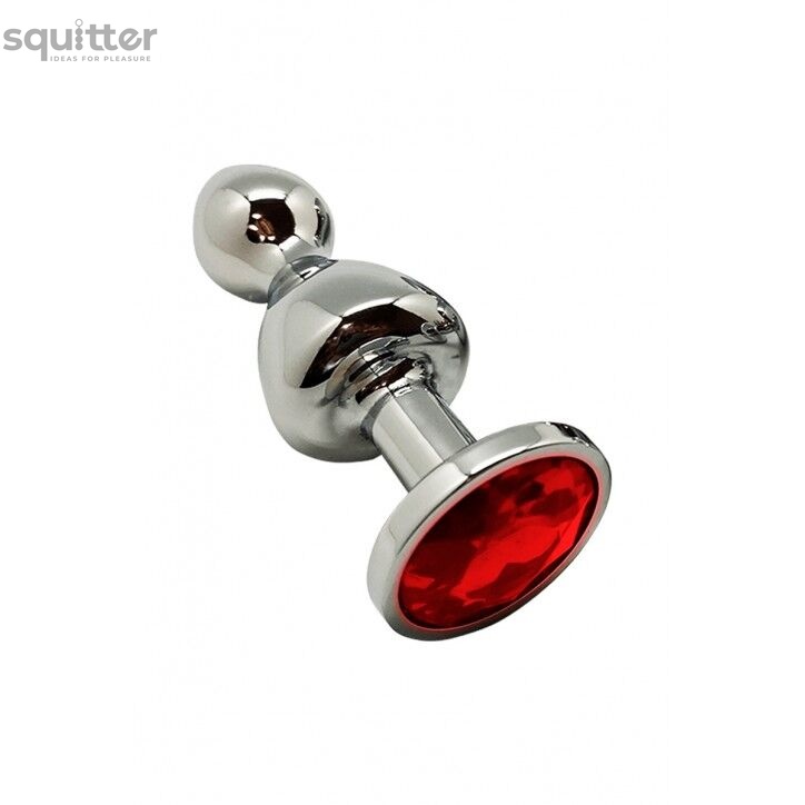 Металлическая анальная пробка Wooomy Lollypop Double Ball Metal Plug Red M диаметр 3,1см, длина 9,4с SO7423 фото