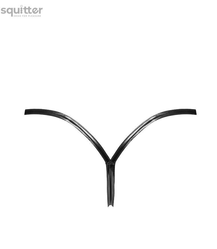 Трусики Noir Handmade P014 Dominae PVC panty with silver clasp M SX4224 - онлайн-сексшоп Сквітер
