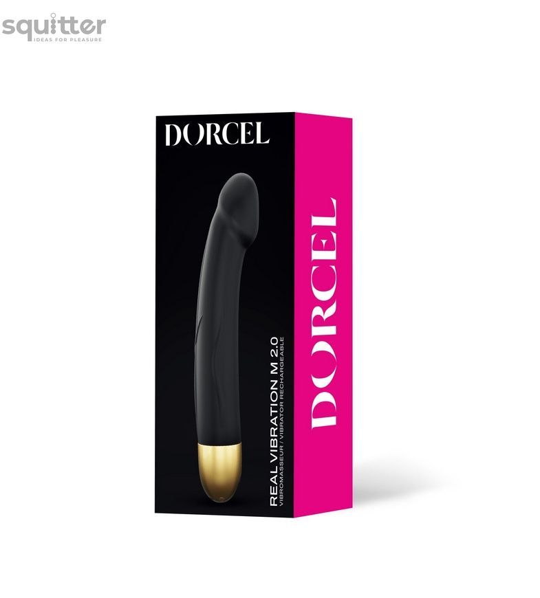 Вибратор Dorcel Real Vibration M Gold 2.0, диам 3,7см, перезаряжаемый, для точки G SO3820 - онлайн-сексшоп Сквитер