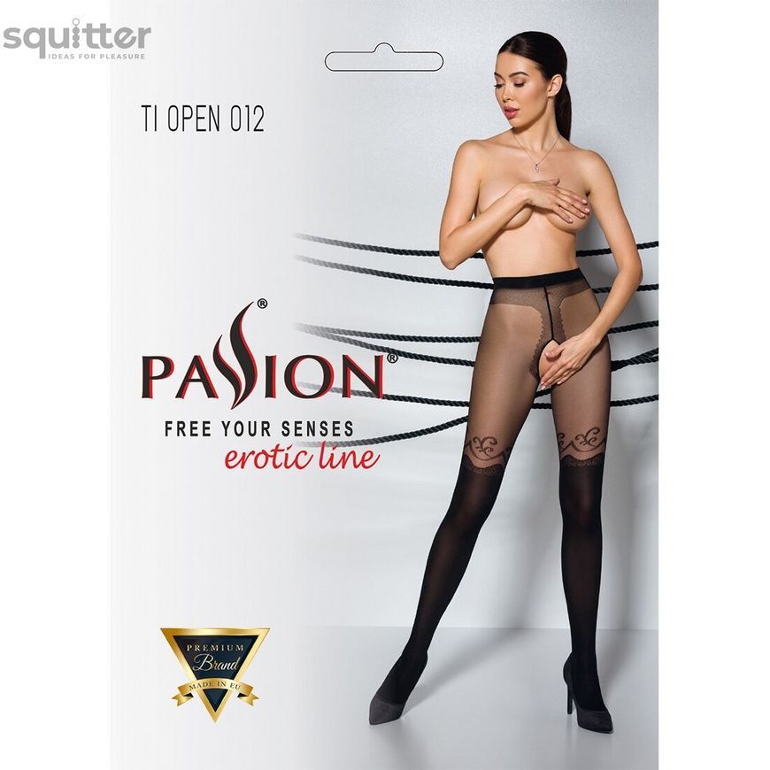 Колготки з відкритим доступом, подвійна щільність Passion TIOPEN 012 1/2 (20/40 den), black SO5814 - онлайн-сексшоп Сквітер