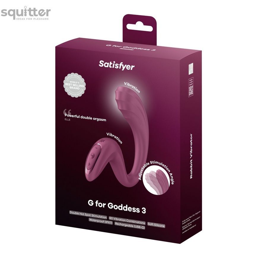 Вагінально-кліторальний вібратор Satisfyer G for Goddess 3 Wine Red, 2 мотори SX3831 - онлайн-сексшоп Сквітер