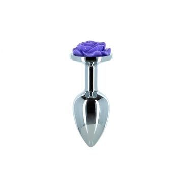 Металева анальна пробка Lux Active з трояндою - Rose Anal Plug - Purple, віброкуля в подарунок SO5573 - онлайн-сексшоп Сквітер