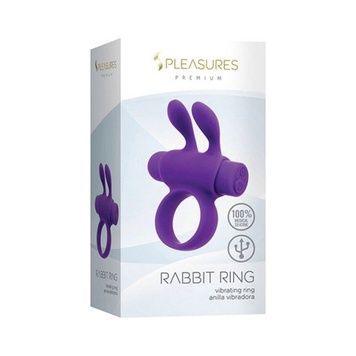 Ерекційне віброкільце S Pleasures Premium Rabbit Ring фіолетове, зі знімною віброкулею та вушками SX4590 - онлайн-сексшоп Сквітер