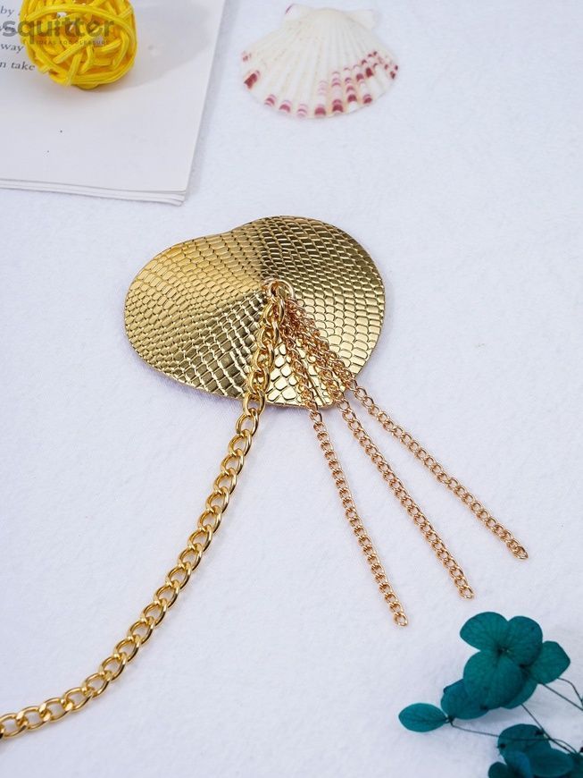 Пестис-сердечка з пензликами та чокером JSY Nipple Sticker RT236114 Golden SX3758 - онлайн-сексшоп Сквітер