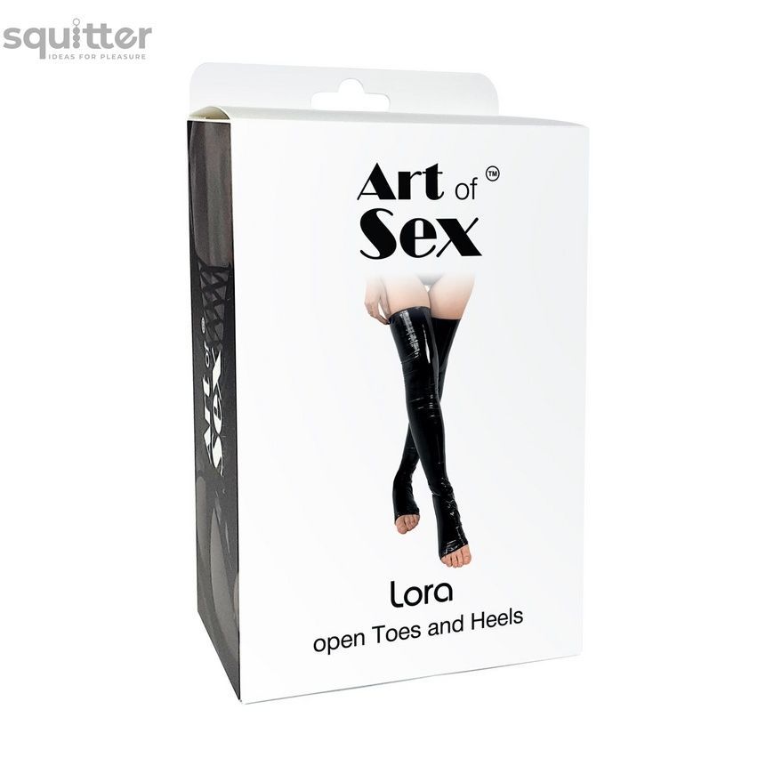 Сексуальные виниловые чулки Art of Sex - Lora с открытыми пальцами и пяткой, размер S, красные SO7357 - онлайн-сексшоп Сквитер