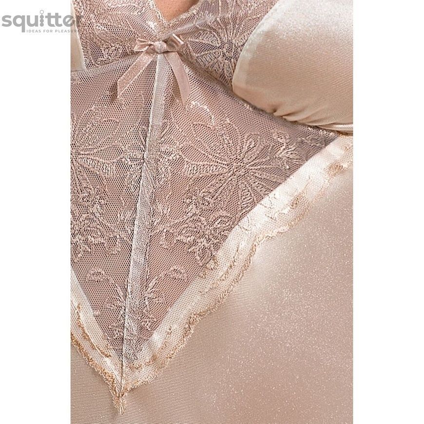 (SALE) Сорочка приталена з чашечками LOTUS CHEMISE cream XXL/XXXL - Passion Exclusive, трусики PS22912 - онлайн-сексшоп Сквітер