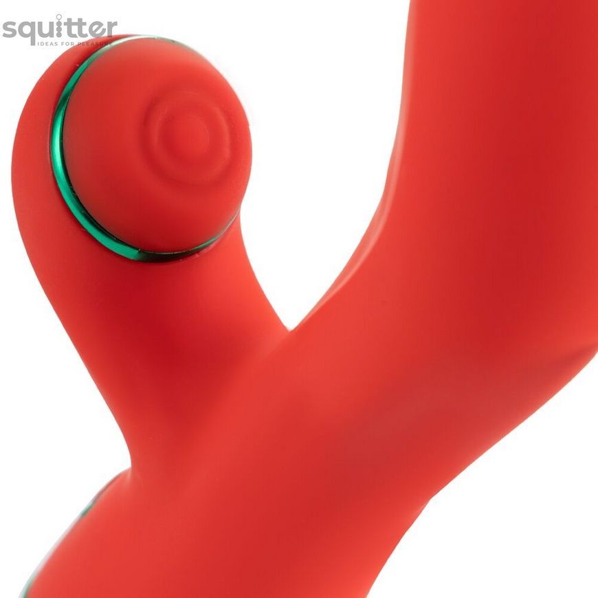 Вібратор-кролик з пульсацією та флогером LOCKINK SEVANDA Whip Vibrating Massage Wand, червоно-зелений SX0903 - онлайн-сексшоп Сквітер