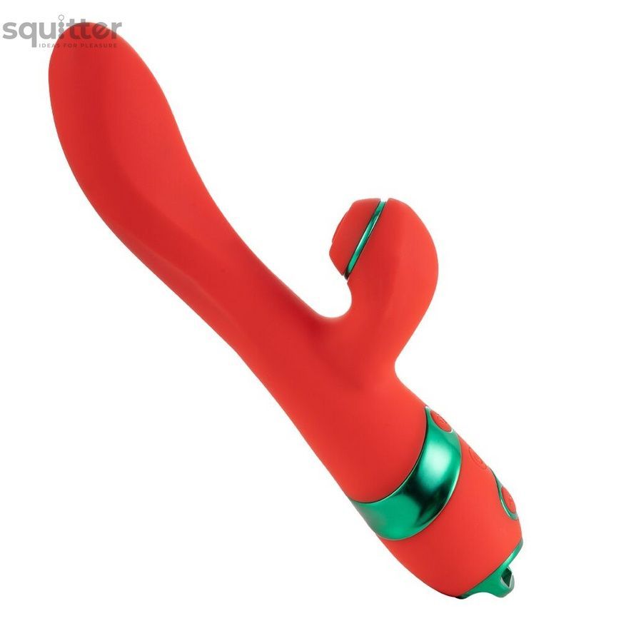 Вібратор-кролик з пульсацією та флогером LOCKINK SEVANDA Whip Vibrating Massage Wand, червоно-зелений SX0903 - онлайн-сексшоп Сквітер