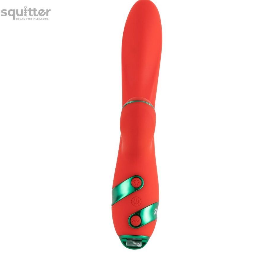 Вібратор-кролик з пульсацією та флогером LOCKINK SEVANDA Whip Vibrating Massage Wand, червоно-зелений SX0903 - онлайн-сексшоп Сквітер