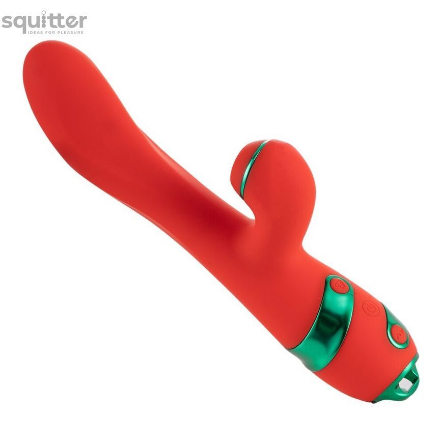 Вібратор-кролик з пульсацією та флогером LOCKINK SEVANDA Whip Vibrating Massage Wand, червоно-зелений SX0903 - онлайн-сексшоп Сквітер
