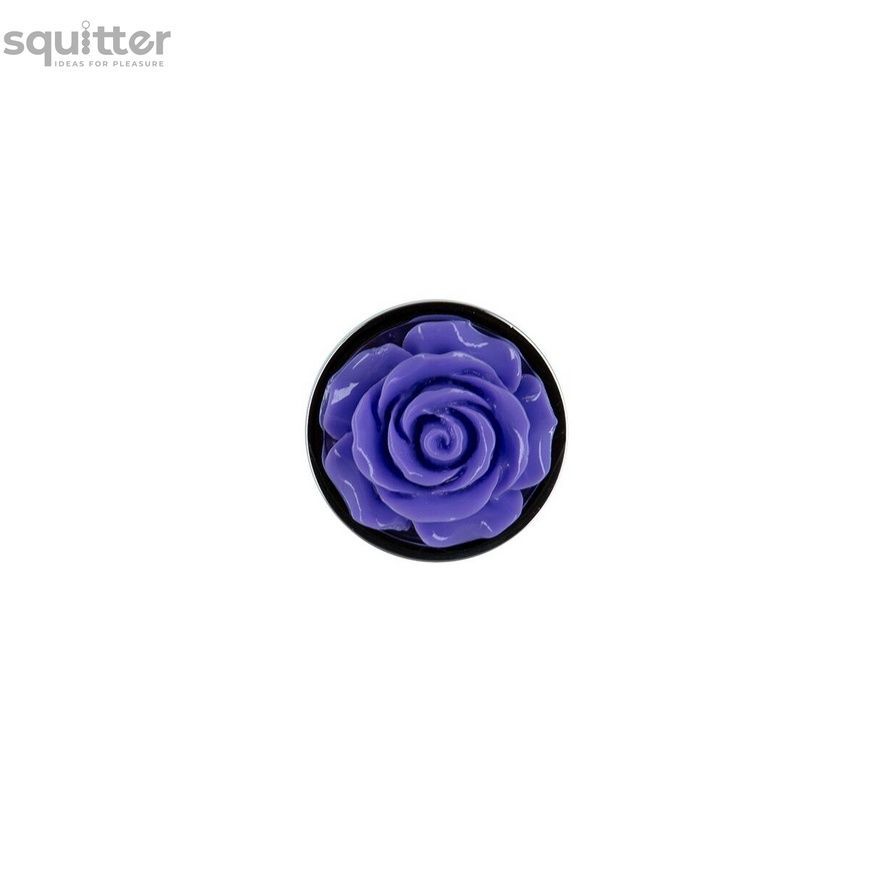 Металева анальна пробка Lux Active з трояндою - Rose Anal Plug - Purple, віброкуля в подарунок SO5573 - онлайн-сексшоп Сквітер