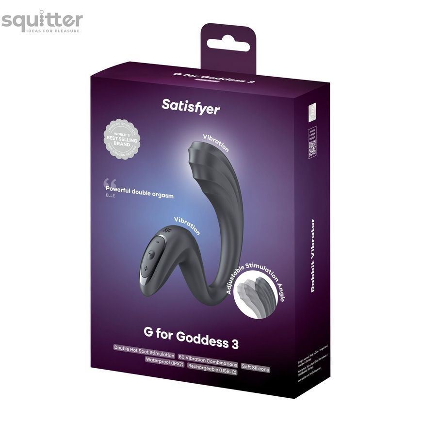 Вагінально-кліторальний вібратор Satisfyer G for Goddess 3 Dark Grey, 2 мотори SX3832 - онлайн-сексшоп Сквітер
