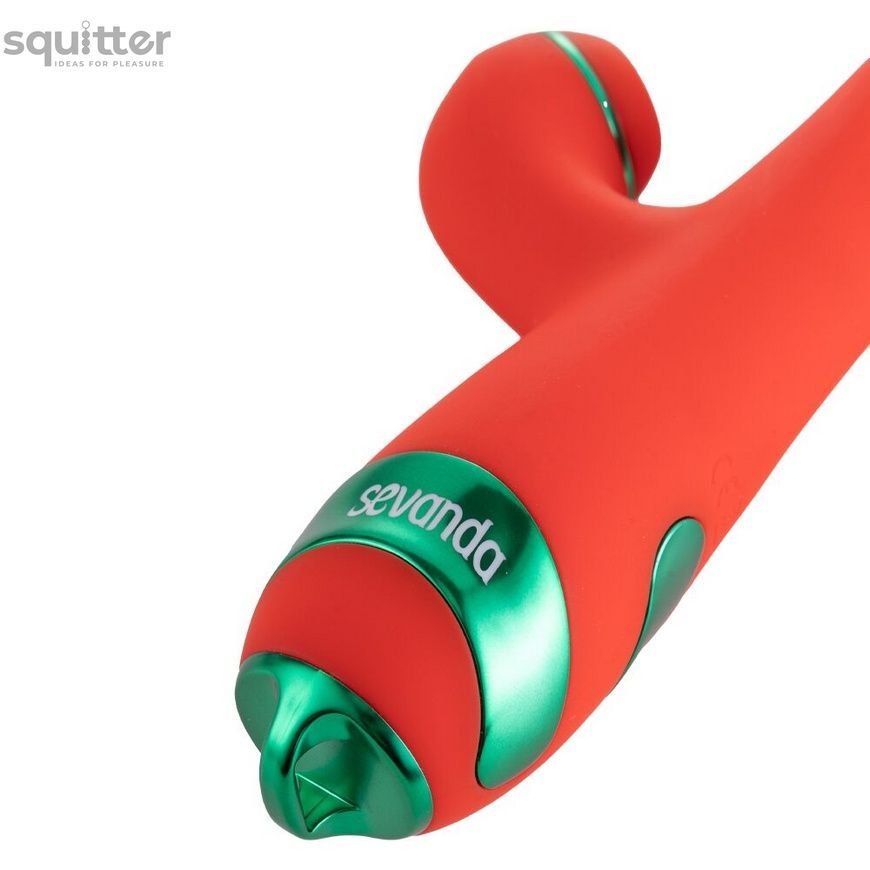 Вібратор-кролик з пульсацією та флогером LOCKINK SEVANDA Whip Vibrating Massage Wand, червоно-зелений SX0903 - онлайн-сексшоп Сквітер