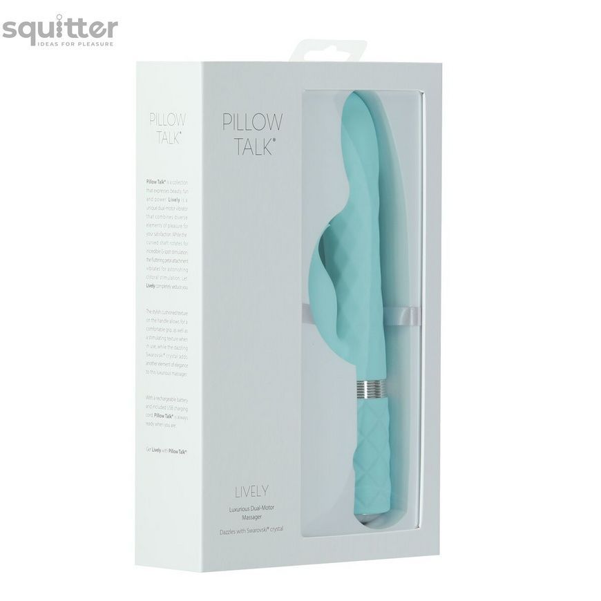 Розкішний кролик з ротацією та вібрацією Pillow Talk Lively Teal, кристал Сваровскі SO6857 - онлайн-сексшоп Сквітер