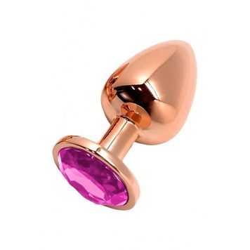 Металева анальна пробка Wooomy Tralalo Rose Gold Metal Plug Magenta L, діаметр 4 см, довжина 9 см SO7425 - онлайн-сексшоп Сквітер