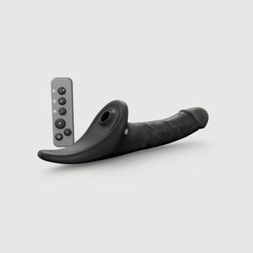 Вібронасадка для страпону з вакуумною стимуляцією Strap-On-Me Multi Orgasm Realistic Dildo L Black SX4038 - онлайн-сексшоп Сквітер