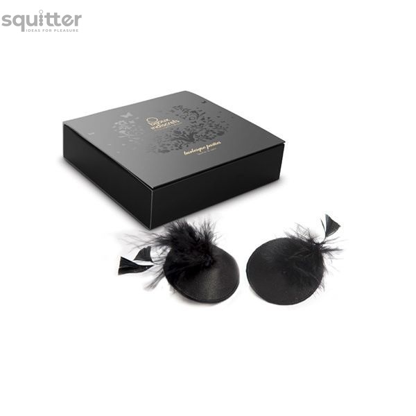 Пестіс - стикини Bijoux Indiscrets Burlesque pasties FEATHER, з пір'ям SO2669 фото