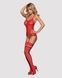 Бодистокинг Obsessive Bodystocking F214 red S/M/L, имитация корсета и чулок на подвязкахSO7225,3 - интернет-магазин интимных товаров Squitter