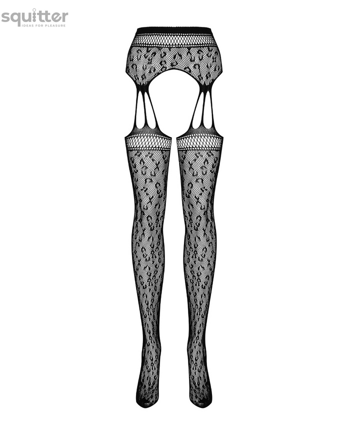 Сітчасті панчохи-стокінги під леопард Obsessive Garter stockings S817 S/M/L, імітація гартерів, з до SO7275 фото