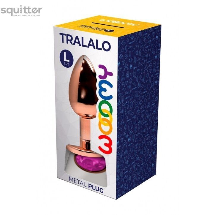 Металлическая анальная пробка Wooomy Tralalo Rose Gold Metal Plug Magenta L, диаметр 4 см, длина 9 с SO7425 - онлайн-сексшоп Сквитер
