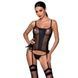 Сітчастий корсет з люверсами та знімними пажами Passion MALWIA CORSET S/M, black, екошкіра, стрінги SO5766,1 - інтернет-магазин інтимних товарів Squitter