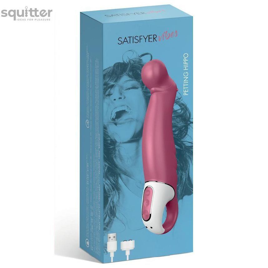 Мощный вибратор Satisfyer Vibes Petting Hippo с гибким стволом, литой силикон, 12 режимов работы SO2202 - онлайн-сексшоп Сквитер