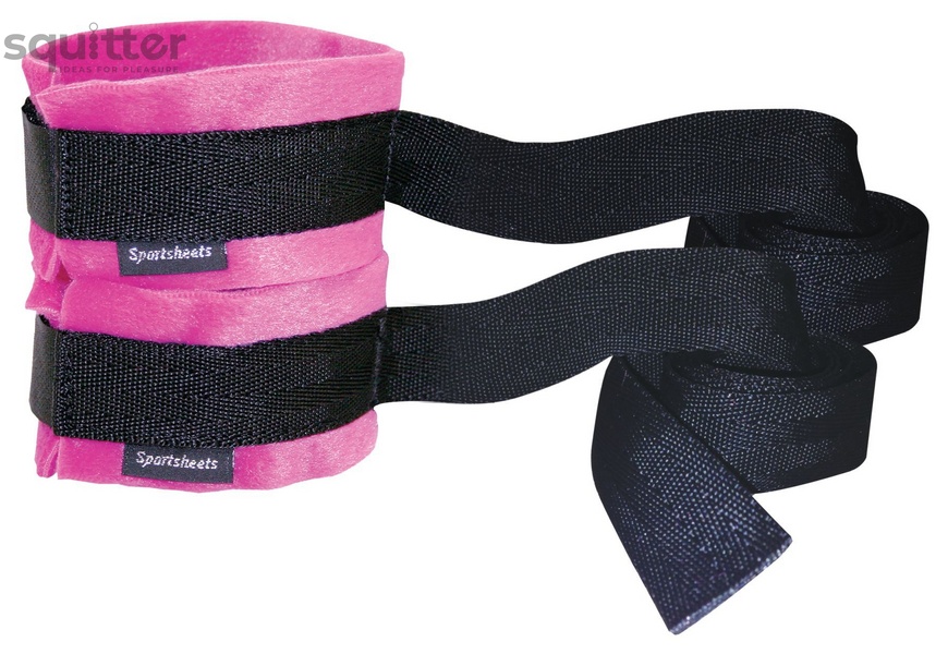 Наручники Sportsheets Kinky Pinky Cuffs тканинні, зі стрічками для фіксації SO1313 фото