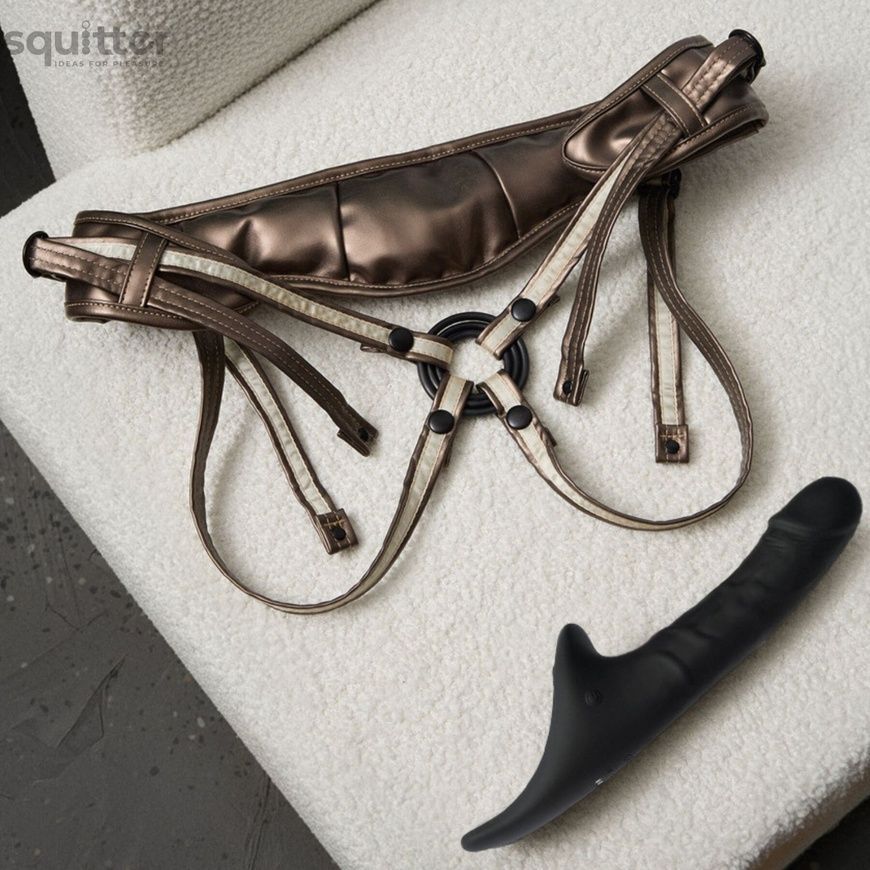 Вібронасадка для страпону з вакуумною стимуляцією Strap-On-Me Multi Orgasm Realistic Dildo L Black SX4038 - онлайн-сексшоп Сквітер