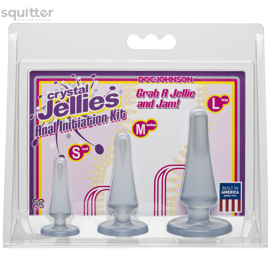 Набор анальных пробок Doc Johnson Crystal Jellies Anal - Clear, макс. диаметр 2см - 3см - 4см SO1976 - онлайн-сексшоп Сквитер