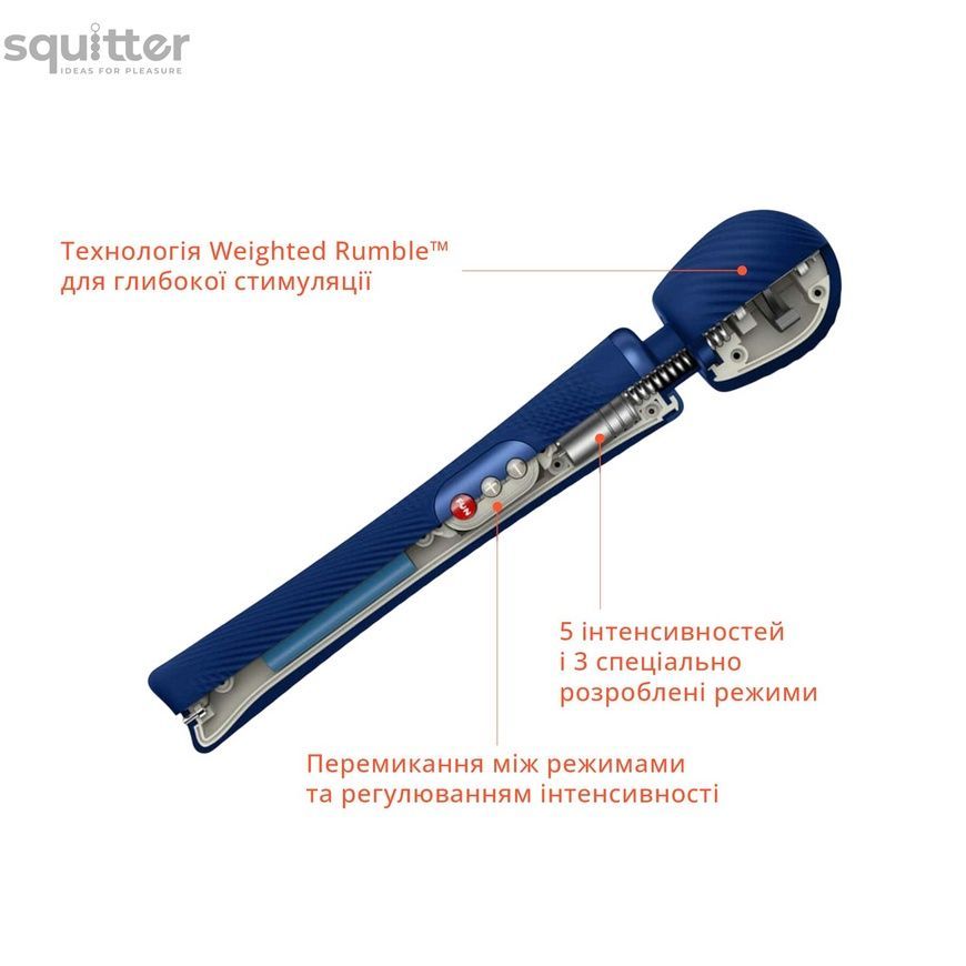 Вібромасажер Fun Factory VIM Vibrating Wand midnight blue, суперпотужний та легкий, до 6 годин роботи SX0920 - онлайн-сексшоп Сквітер