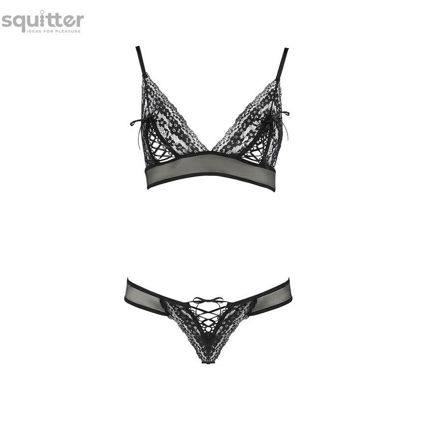 Комплект белья ERZA SET black S/M - Passion: лиф и трусики PS26011 - онлайн-сексшоп Сквитер