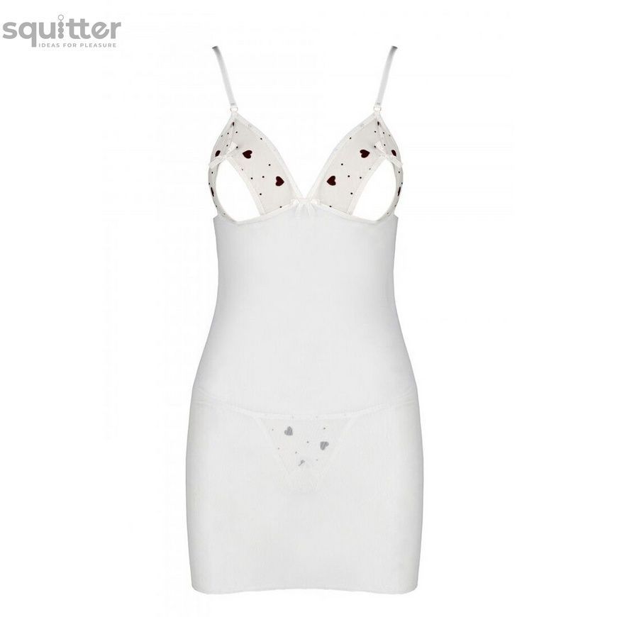 Сорочка с вырезами на груди + стринги LOVELIA CHEMISE white L/XL - Passion SO4762 - онлайн-сексшоп Сквитер