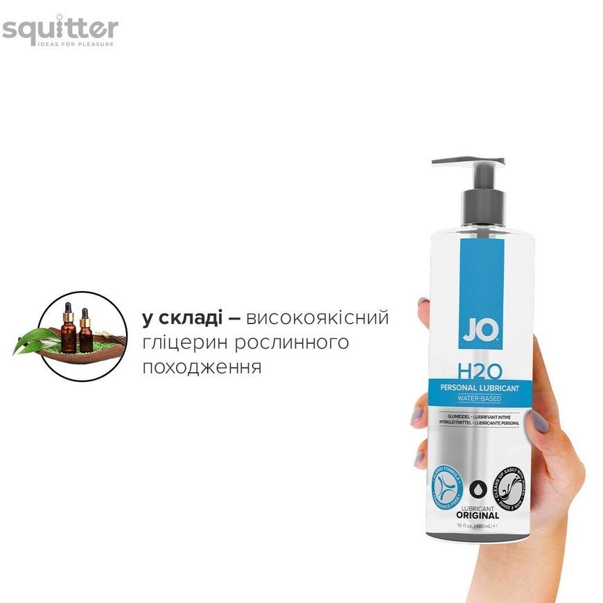 Смазка на водной основе System JO H2O ORIGINAL (480 мл) маслянистая и гладкая, растительный глицерин SO1692 - онлайн-сексшоп Сквитер