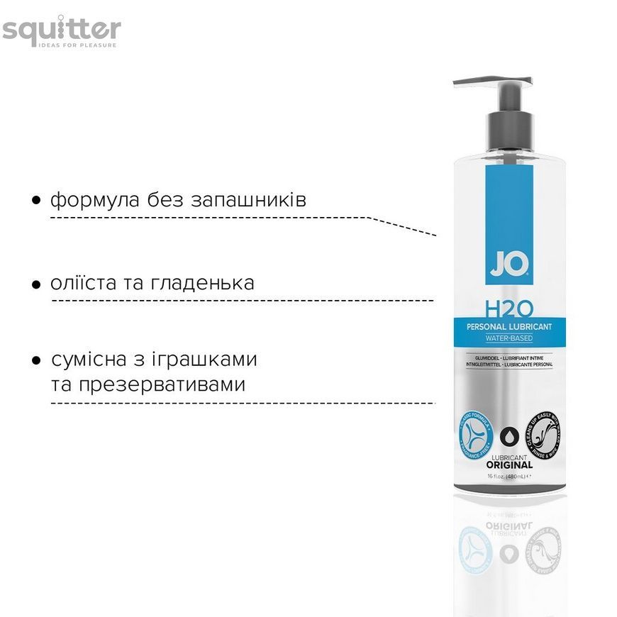 Смазка на водной основе System JO H2O ORIGINAL (480 мл) маслянистая и гладкая, растительный глицерин SO1692 - онлайн-сексшоп Сквитер