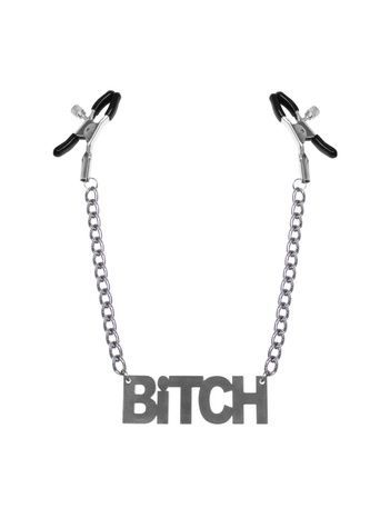 Затискачі для сосків Bitch, Feral Feelings - Nipple clamps Bitch, срібло/чорний SO3791 - онлайн-сексшоп Сквітер