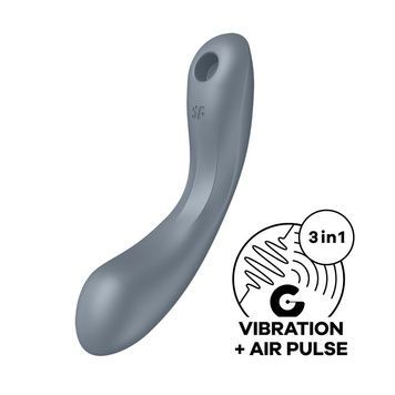 Вакуумный стимулятор с вибрацией Satisfyer Curvy Trinity 1 Bluegrey, игрушка 3в1 SO8408 - онлайн-сексшоп Сквитер