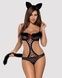 Эротический костюм гепарда Obsessive Gepardina 3 pcs costume S/M, черный, меховая отделка, монокини,SO7276,1 - интернет-магазин интимных товаров Squitter