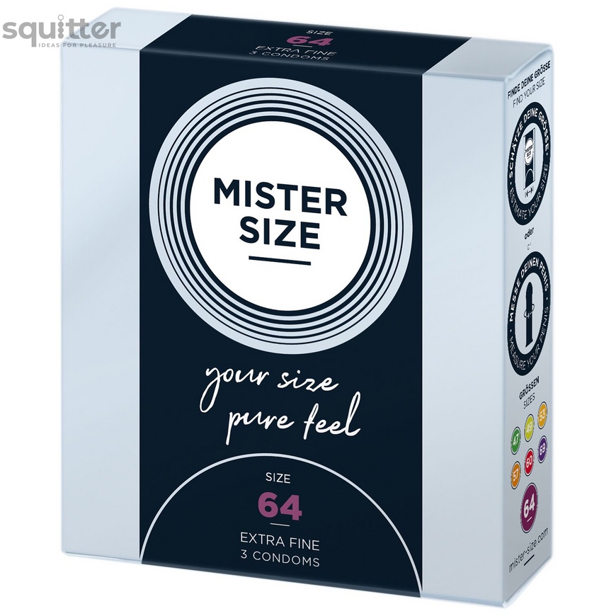 Презервативы Mister Size - pure feel - 64 (3 condoms), толщина 0,05 мм SO8037 фото