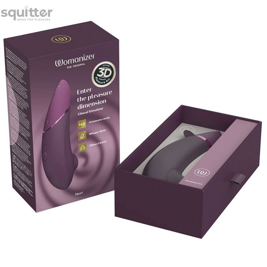 Вакуумний кліторальний стимулятор Womanizer Next Dark Purple, 3D Pleasure Air, 14 рівнів інтенсивності SX2303 - онлайн-сексшоп Сквітер